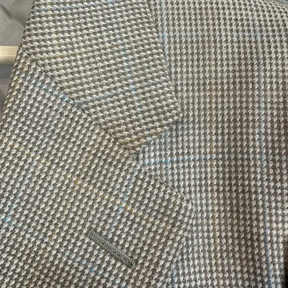 Hickey Freeman Woolf Brothers Wool Blazer Jacket SportCoat Tan Plaid 42L 42 Long